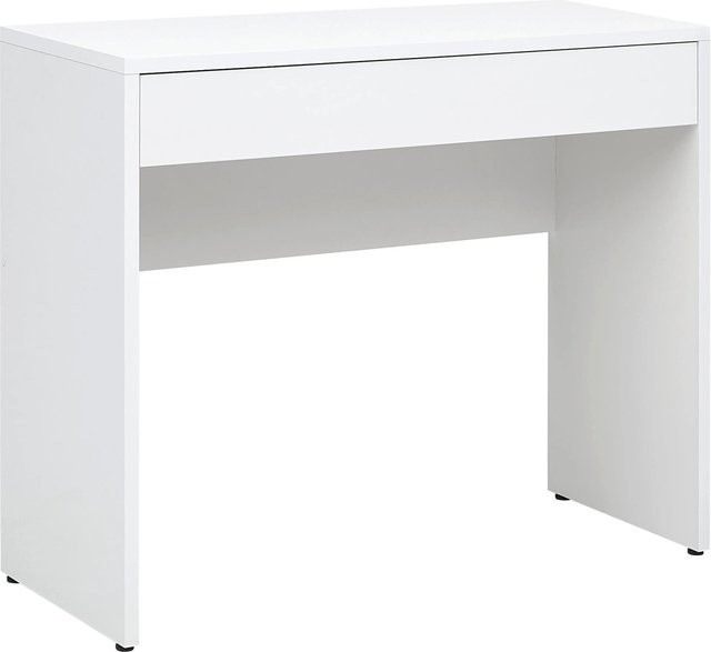 Mömax Schreibtisch Espresso in Weiß mit Schubladenelement und glänzender Oberfläche - Bild 1