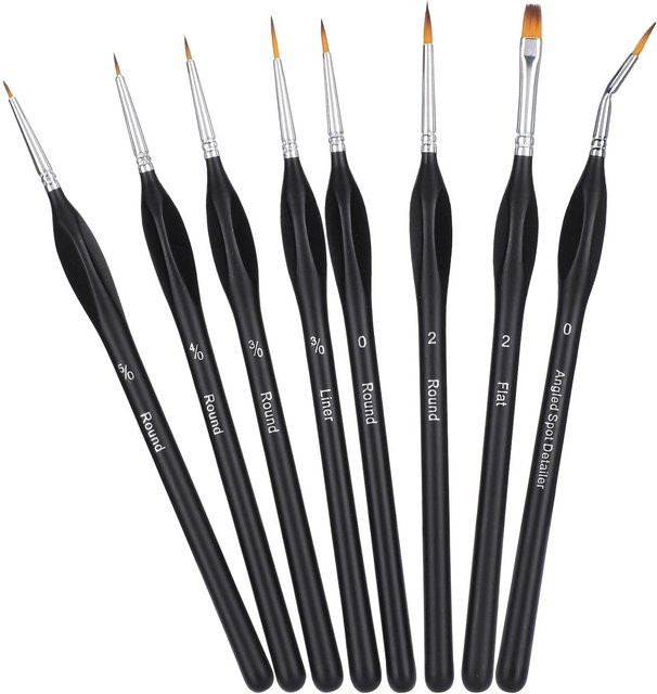 GoolRC Malpinselset aus Nylonwolle in Schwarz, 8 Stück für Aquarell und Acryl - Bild 1