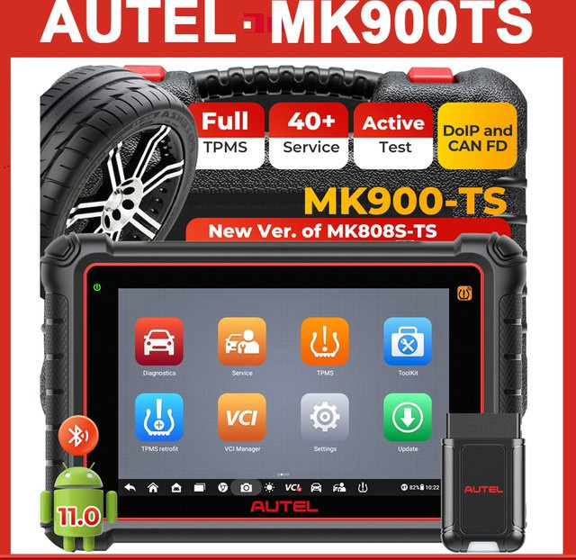 Autel MK900TS TPMS-Diagnosescanner in Schwarz mit DoIP und CAN FD für Kfz-Scanwerkzeuge - Bild 1