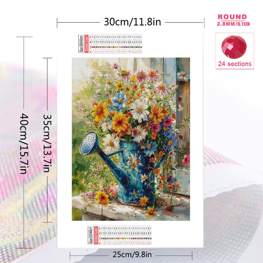 Momoart Diamant-Mosaik DIY Set Gänseblümchen in Multicolour, Rundes Diamant-Stickerei Set für Tischdekoration, B/H: 30 x 30 cm - Bild 2