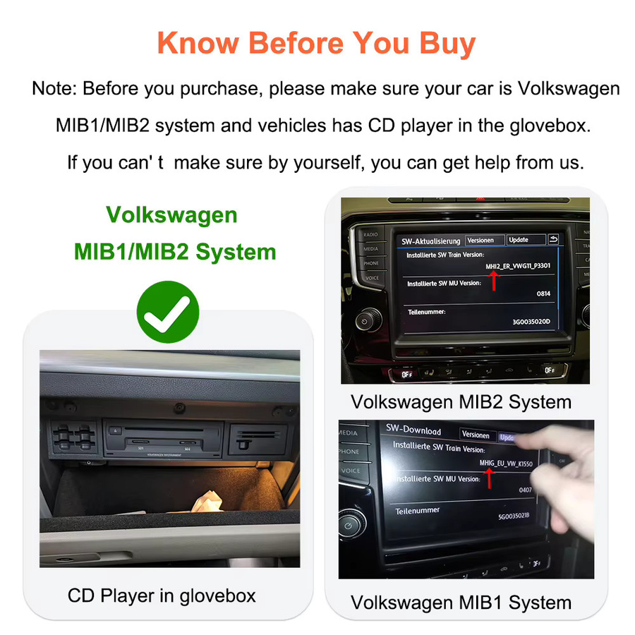 Bonroad Kabelloses CarPlay und Android Auto Modul mit Airplay und AutoLink Mirror für VW Volkswagen MIB und MIB2 Golf 7 Polo Passat B8 Tiguan in Schwarz - Bild 2