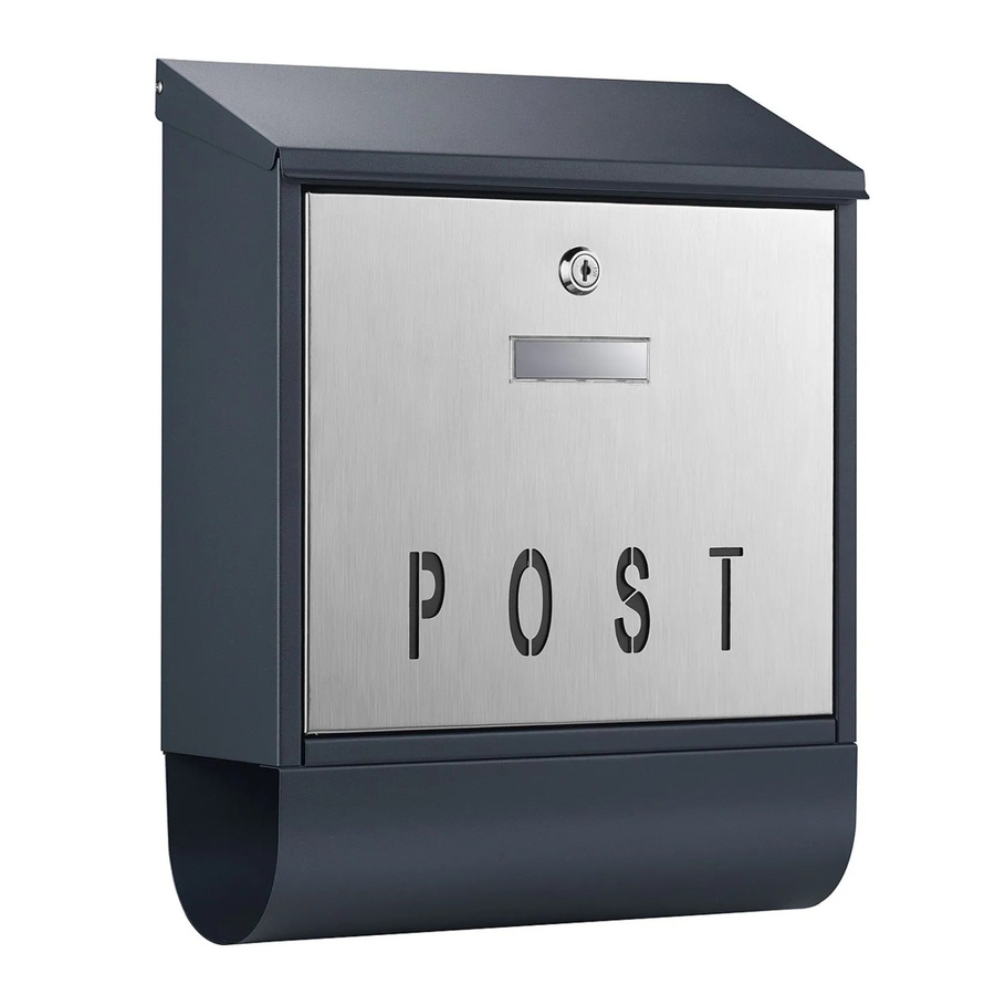 Wiltec Briefkasten V38 aus Edelstahl in Anthrazit, Wandmontage, B/T/H: 30,5 x 10,5 x 38,5 cm - Bild 2
