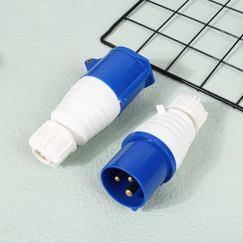 ESHYLALA Industrieller Steckverbinder IP44 Set aus Stecker und Buchse, 220 V 16A, 3 Pin, Blau, für Caravan, Wohnmobil und Yacht - Bild 2