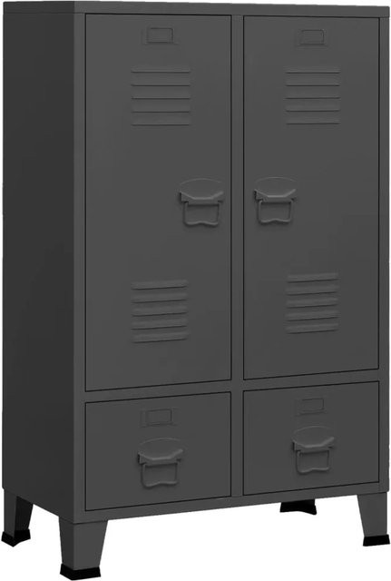 vidaXL Kleiderschrank im Industrie-Stil aus Stahl in Anthrazit mit integrierten Schubladen, B/T/H: 67 x 35 x 107 cm - Bild 1