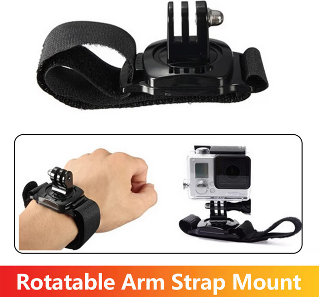 EXSKOF Drehbare Arm Strap Mount Armband Halterung in Schwarz für GoPro Hero 13 12 11 10 9 SJCAM Insta360 AKASO DJI Osmo Action Kameras - Bild 1