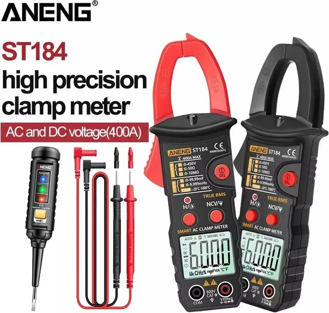 ANENG ST184 Digitalmultimeter und B15 Spannungsprüfer Kombi-Set in Rot mit 6000-fach Messbereich für NCV, Kapazität und Widerstand - Bild 1