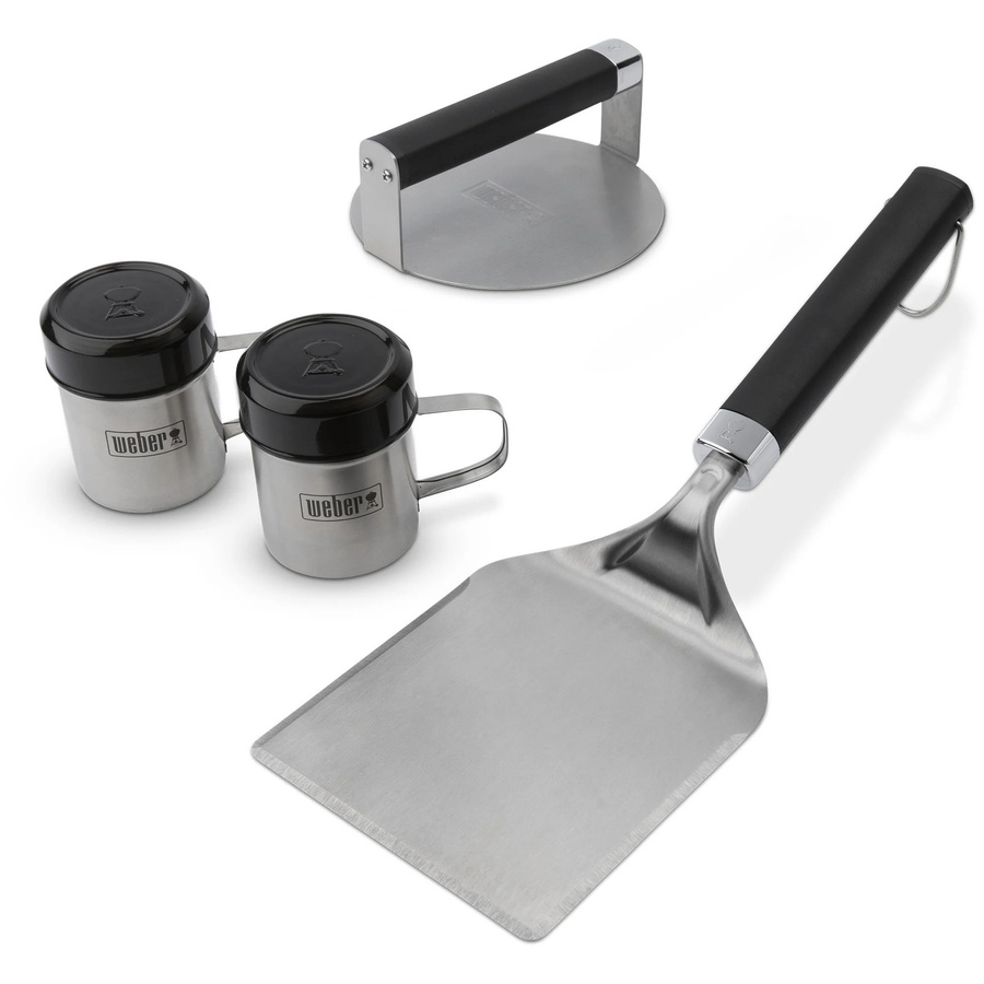 Weber Smashed Burger Set für Plancha, 4-teilig, Silber-Schwarz - Bild 1