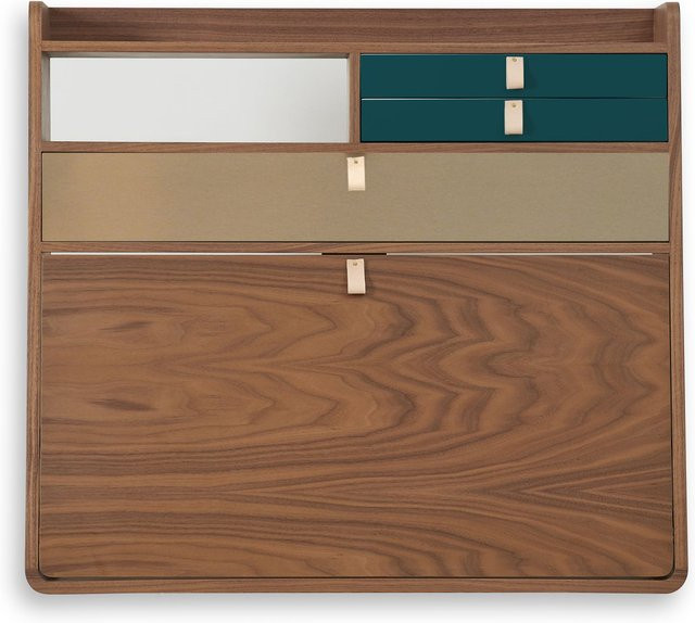 Harto Gaston Wandsekretär in Braun mit Holzoptik für Büro und Wohnzimmer - Bild 1