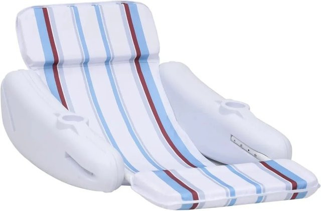 vidaXL Pool Liegestuhl aus Kunststoff und Polyester in Weiß, Blau oder Braun, B/T/H: 140 x 83 x 60 cm - Bild 1