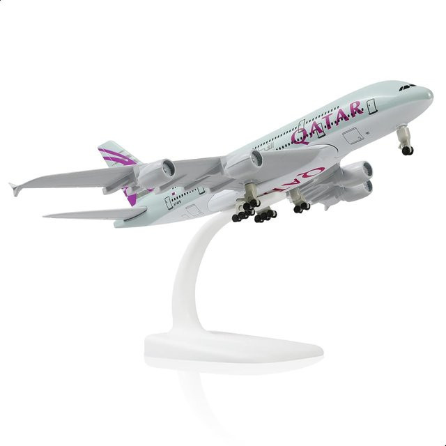 ZOCO Qatar A380 Sky Jumbo Modellflugzeug, 1:300 Maßstab, Druckguss-Metall, Set - Bild 1