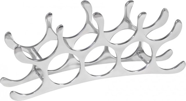 Modernes Weinregal aus Aluminium von KADIMA DESIGN in Silber für 9 Flaschen, B/T/H: 55 x 20 x 12 cm - Bild 1