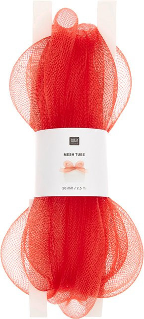 Rico Design Bastelband Netzschlauch aus Polyester in Rot und Transparent für die Weihnachtszeit - Bild 1