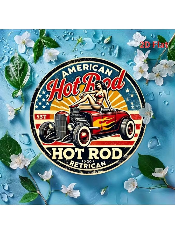 Vintage Americana Hot Rod Retro Metall Wanddekoration von Potdemiel, rund, Durchmesser: 20 cm - Bild 7