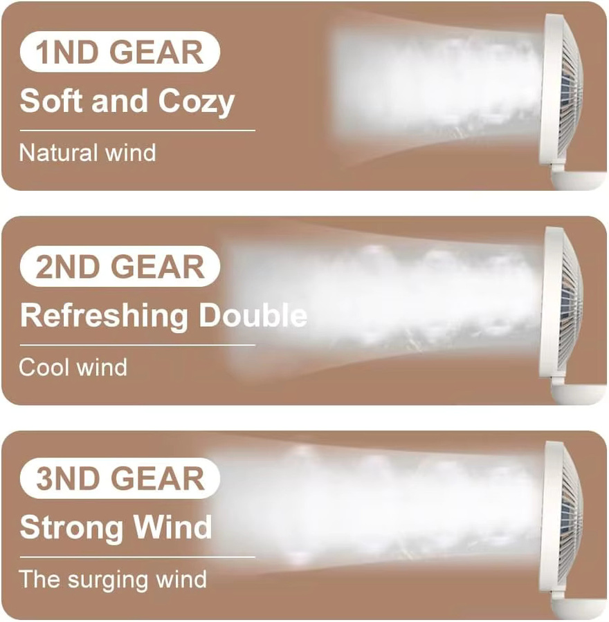 Golden Sunday Tragbarer Mini Ventilator USB-aufladbar, dreistufig einstellbar und faltbar, Desktop Elektrischer Ventilator für Zuhause und Wohnheim - Bild 3