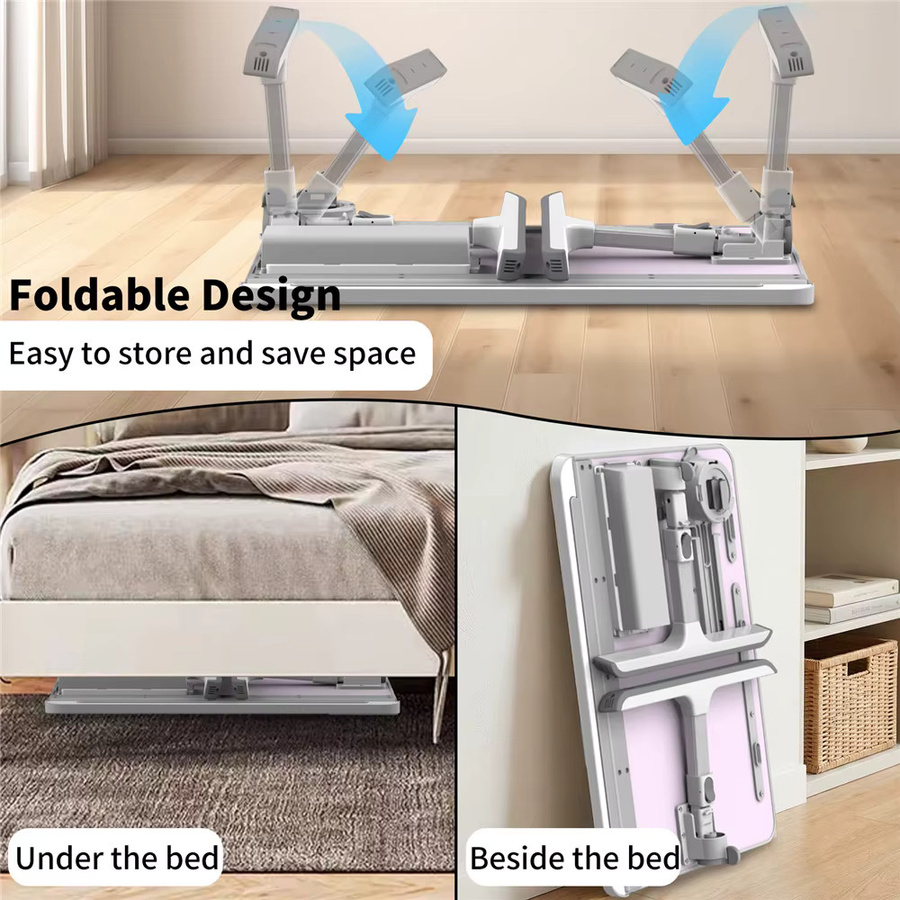 HGTUGO Klappbarer Computertisch in Weiß, Höhenverstellbarer Laptoptisch mit neigbarer Platte und 8 Stufen, Multifunktionaler Schreibtisch für Bett und Home Office, Tragkraft 15 kg - Bild 3