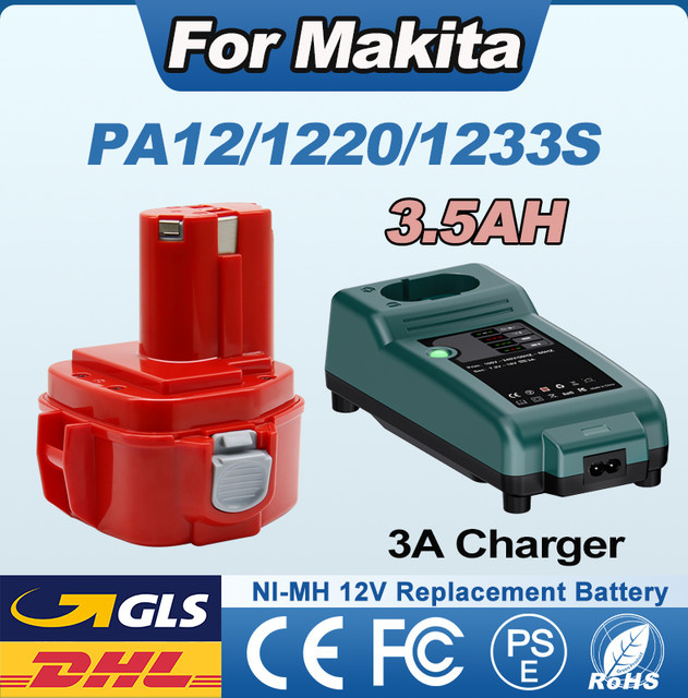 Makita Akku Set mit Ladegerät 12V 3500mAh für PA12 PA1220 PA1222 PA1233S Ni-Mh Batterie - Bild 1