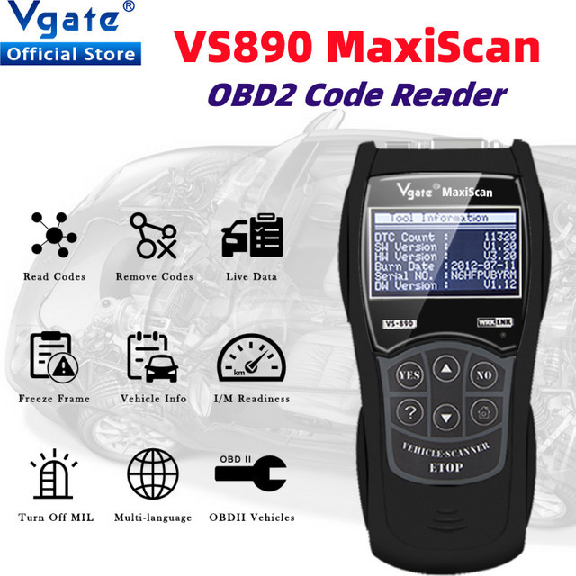 Vgate VS890 OBD2 Diagnose Scanner mit Bluetooth und Can-Bus in Schwarz - Bild 1