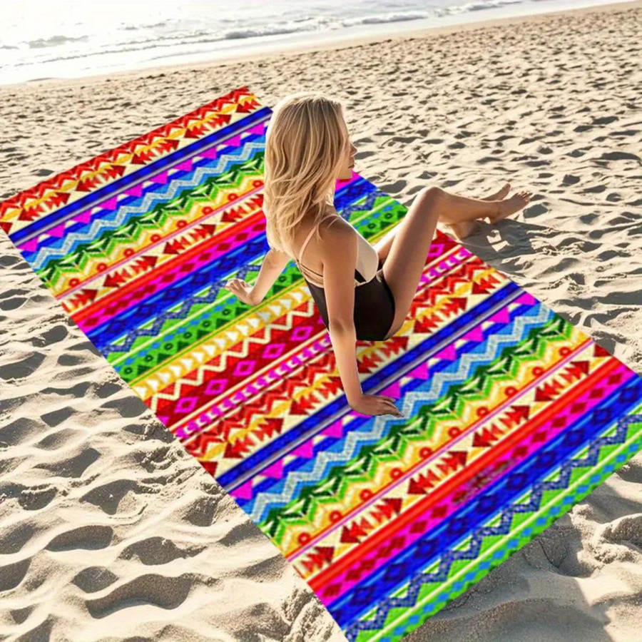 Ka Chen Muxi Strandtuch mit mexikanischem Serape-Print, bunt, sandfrei und schnelltrocknend, B: 40 cm, H: 60 cm - Bild 2