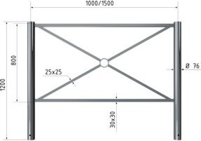 Schake Stadtbarriere Croix de St. André aus Stahl mit Kugelkopf, Länge: 100 cm, Höhe: 130 cm - Bild 1