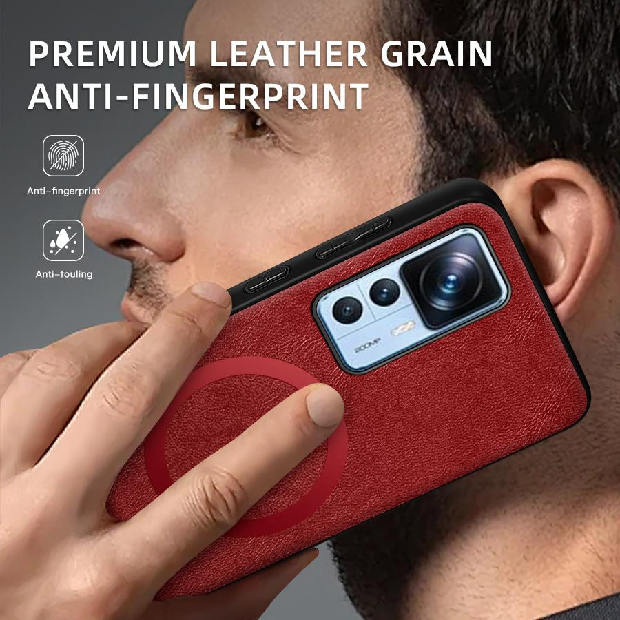 Xiaomi 12T 12T Pro Handyhülle aus PU Leder mit Magnetring in Rot - Bild 4