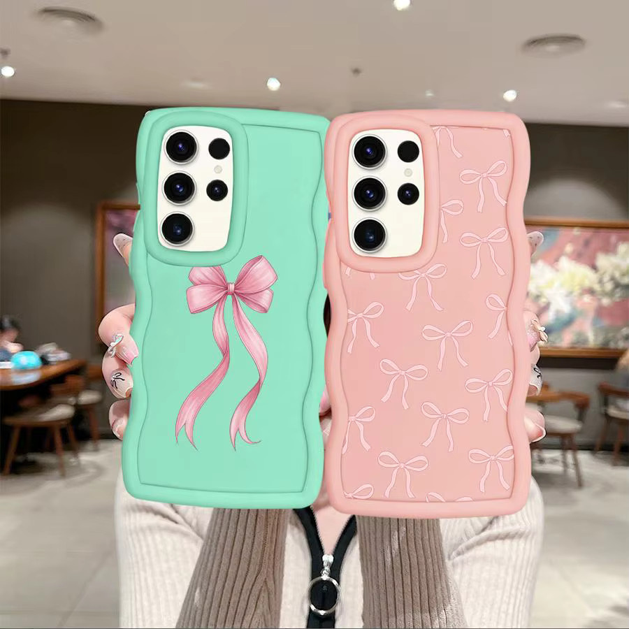 Fashion Soft Phone Cover für Samsung Galaxy S20 FE S21 S22 Ultra S23 Plus S24 S24+ S25+ in Pink mit Bow Design - Bild 1