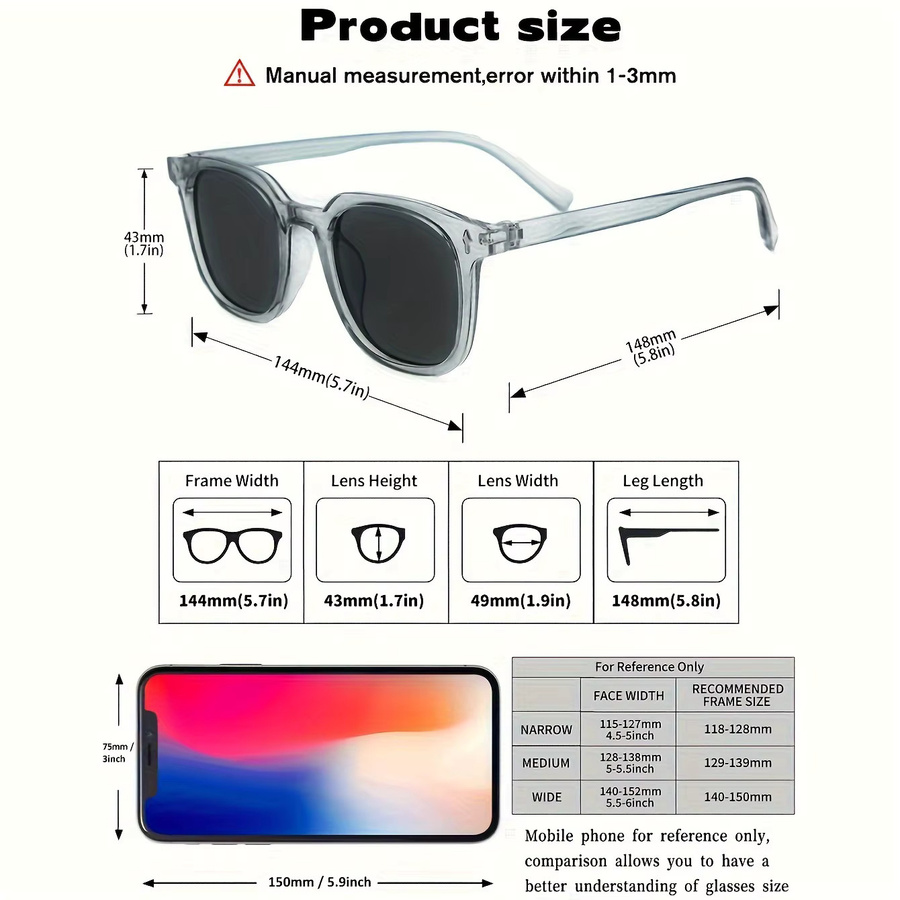 Fairmarry Sonnenbrille Square, Kunststoff, Vollrand, grau transparent - Bild 4