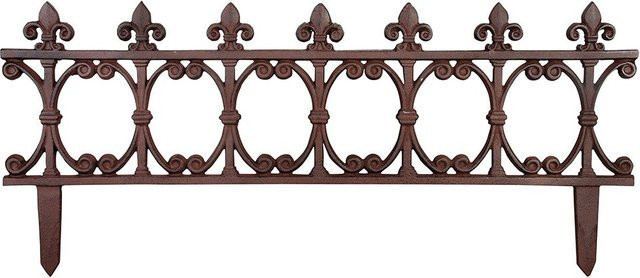Beetzaun Beeteinfassung aus Gusseisen in Antik-Braun, Ziergitter Beetumrandung, B/H: 82 x 36 cm - Bild 1