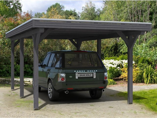 Skan Holz Carport Spessart in Schiefergrau, B/T: 355 x 604 cm, Firsthöhe: 243 cm - Bild 1