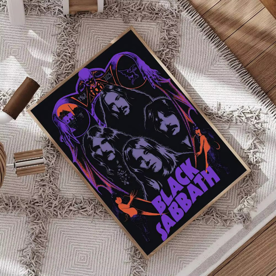 Vintage Poster Black Sabbath Singer Classic Wandkunst aus weißem Kraftpapier in Schwarz und Weiß - Bild 4