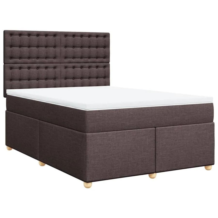 vidaXL Boxspringbett mit Matratze in Dunkelbraun, Hybridbett mit Taschenfederkern, USB-Anschluss und Unterbettbeleuchtung, B/T: 140 x 190 cm - Bild 2