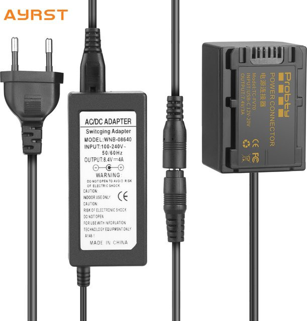 Sony AC-Netzteil mit Dummy-Akku und DC-Koppler-Kit für NP-FV50 NP-FV70 NP-FV90 NP-FV100 Serienkameras in Schwarz - Bild 1