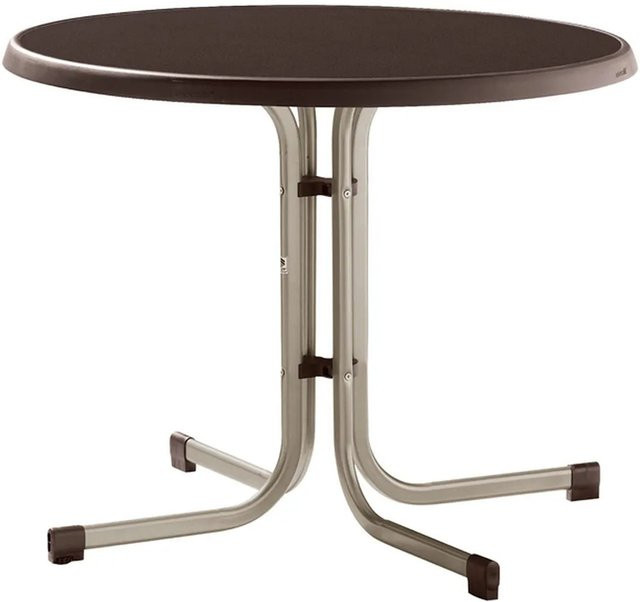 Sieger Gartentisch rund aus Kunststoff und Stahl in Mocca, B/T/H: 86 x 86 x 76 cm - Bild 1