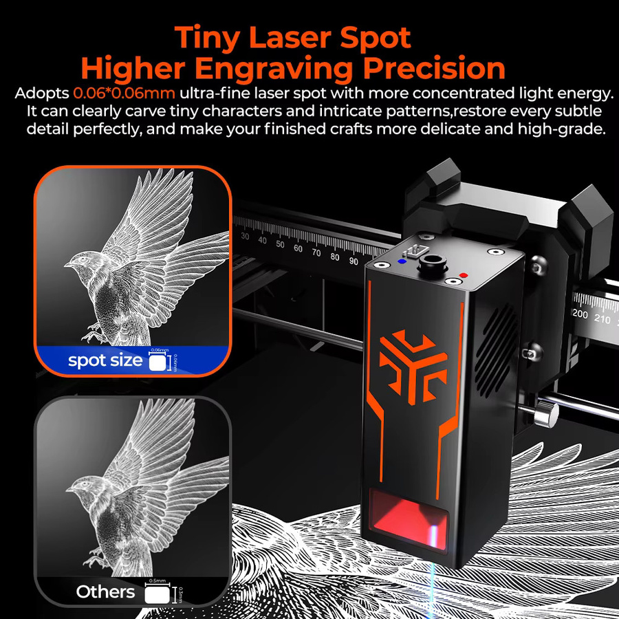 Acmer S2 Lasergraviergerät CNC-Maschine mit 300x300 mm Arbeitsbereich und LightBurn Kompatibilität für Holz, Leder und Geschenkherstellung in Schwarz - Bild 4