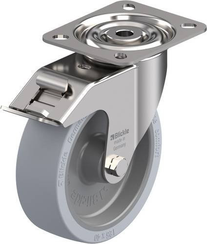 Blickle LIX-POSI 125G-FI-SG-OF Lenkrolle mit Feststeller aus Edelstahl in Grau, Rad-Durchmesser: 125 mm, Tragfähigkeit: 120 kg - Bild 1