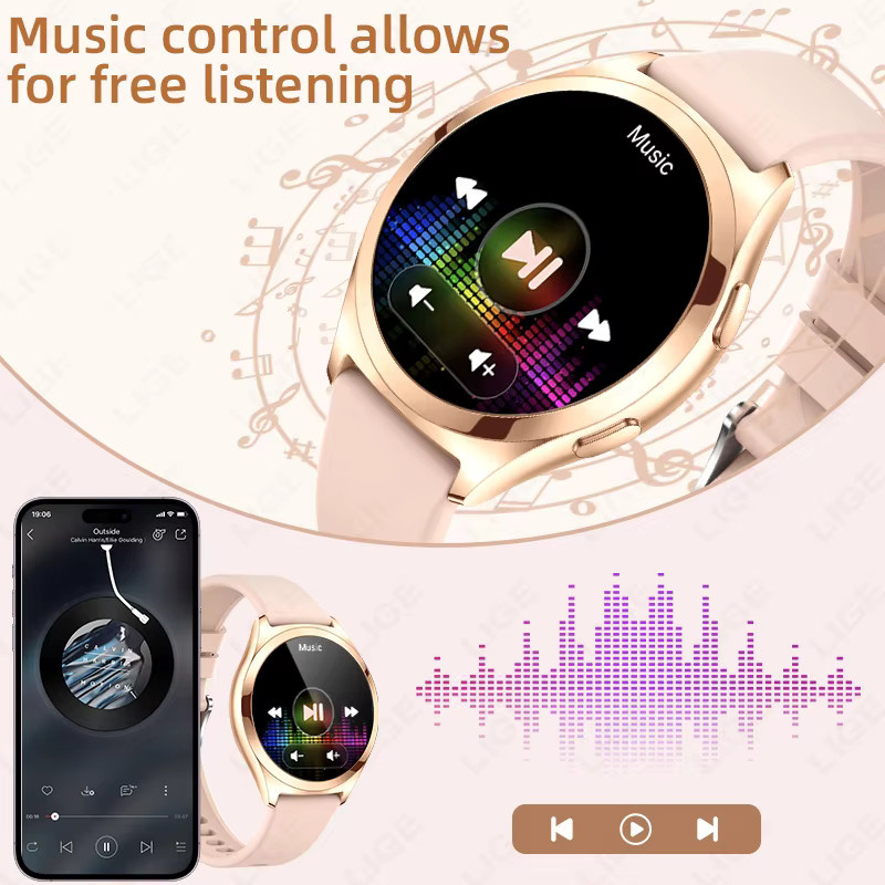 LIGE Smartwatch für Damen in Pink mit Bluetooth-Anruffunktion, wasserdichtem Sportarmband und Gesundheitsmonitor - Bild 4