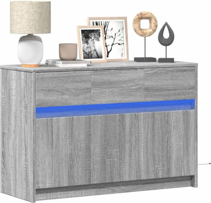 Vidaxl TV-Schrank mit LED-Beleuchtung in Grau Sonoma, Modernes Design aus Holzwerkstoff, B/T/H: 91 x 34 x 61 cm - Bild 1