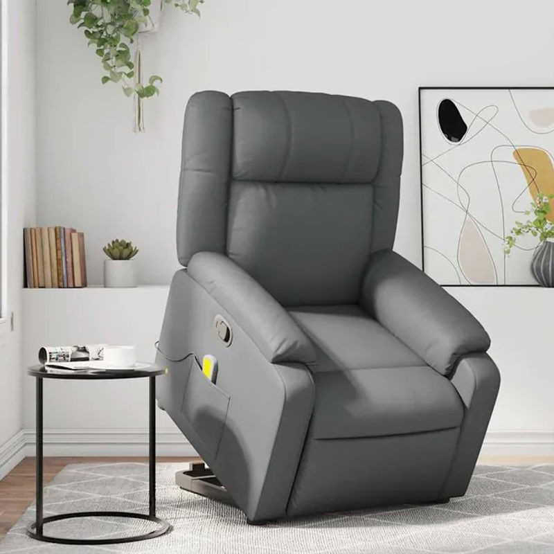 Vidaxl Massagesessel und Aufstehhilfe als Relaxsessel in Grau aus Kunstleder - Bild 1