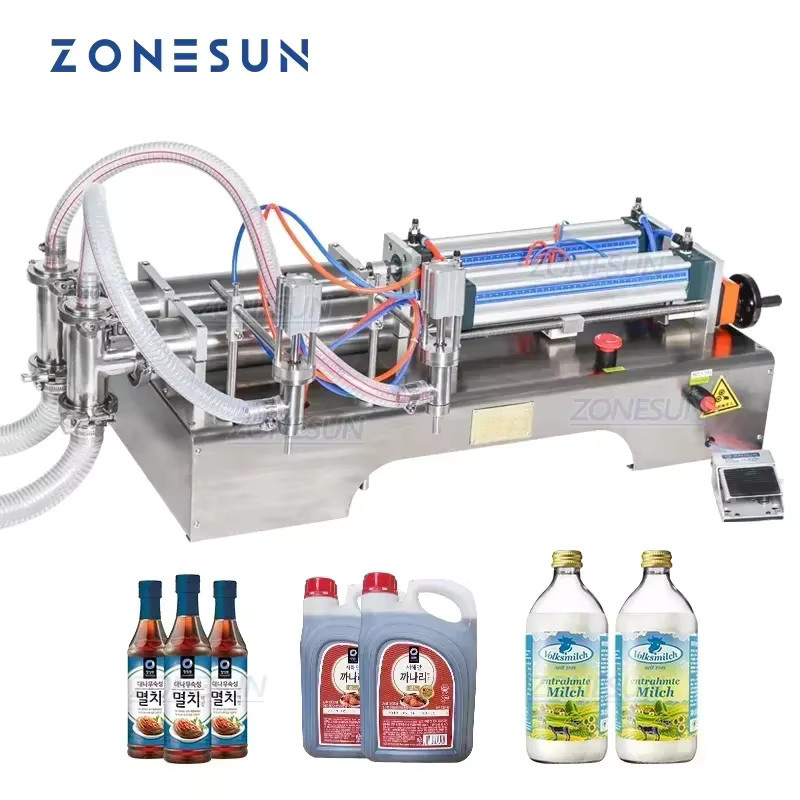 ZONESUN Voll pneumatische Abfüllmaschine aus Edelstahl in Silber für Lebensmittel und Getränke - Bild 1