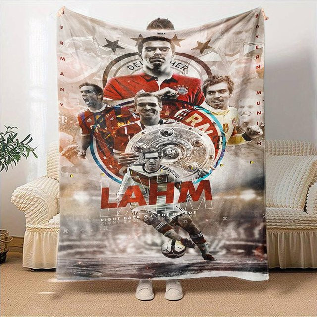 YglFourteen FC Bayern München Fußball Wappen Flanell-Überwurfdecke, atmungsaktiv und warm, Mehrfarbig, B: 150 cm, T: 180 cm - Bild 1