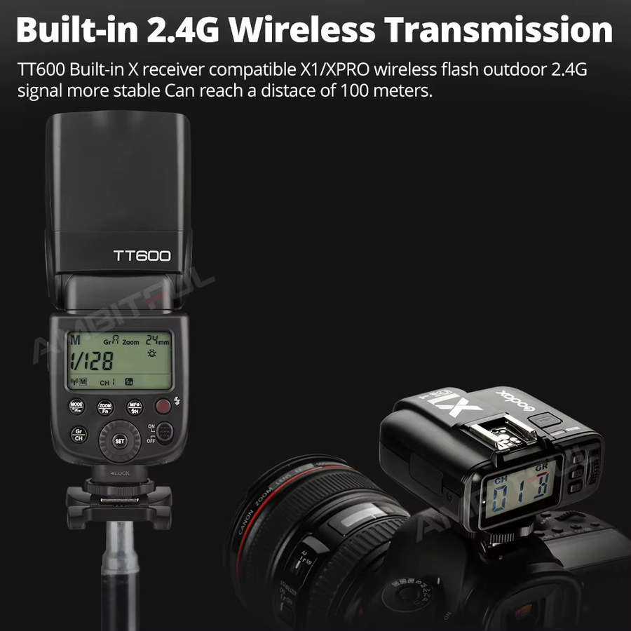 Godox TT600 Kamera-Blitzgerät mit 2,4G Wireless X-System in Schwarz für Canon, Nikon, Sony, Pentax, Olympus, Fuji und Lumix - Bild 3