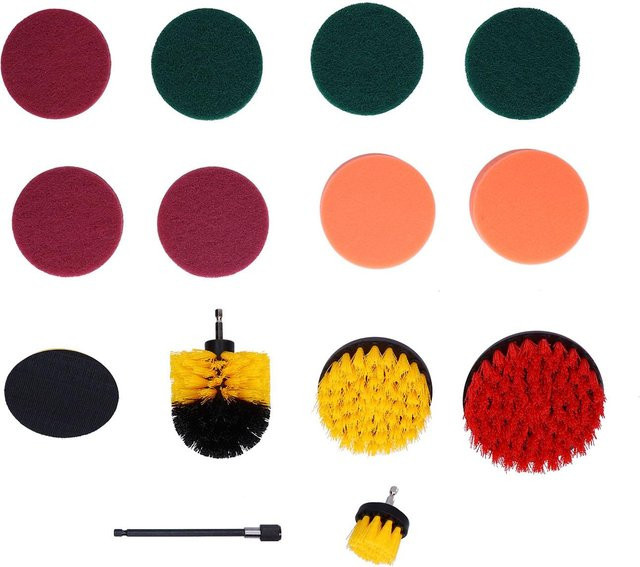 OutsideWorld 14-teiliges Bohrbürsten-Aufsatzset Power Scrubber Kit Reinigungsset in Schwarz und Multicolour - Bild 1