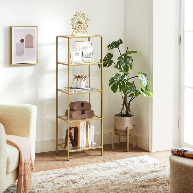 VASAGLE Badezimmerregal als Standregal aus Metall in Gold, modern und glänzend - Bild 1