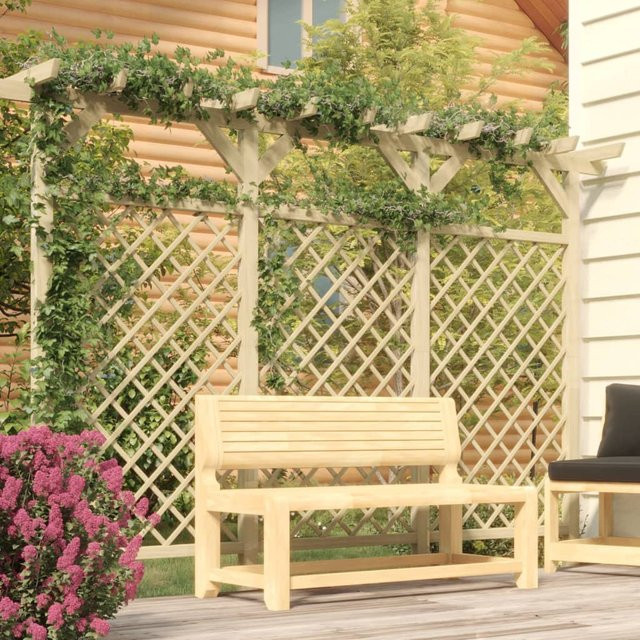 vidaXL Gitterzaun mit Pergola-Oberteil aus imprägnierter Kiefer, B/T/H: 300 x 50 x 200 cm, braun/grün - Bild 2