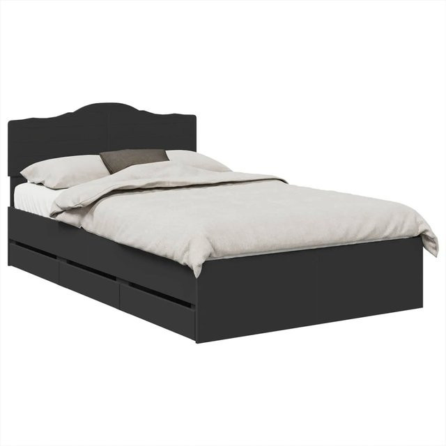 vidaXL Bettrahmen mit Schubladen in Schwarz, modernes Design aus Holzwerkstoff, B/T/H: 120 x 200 x 90 cm - Bild 1