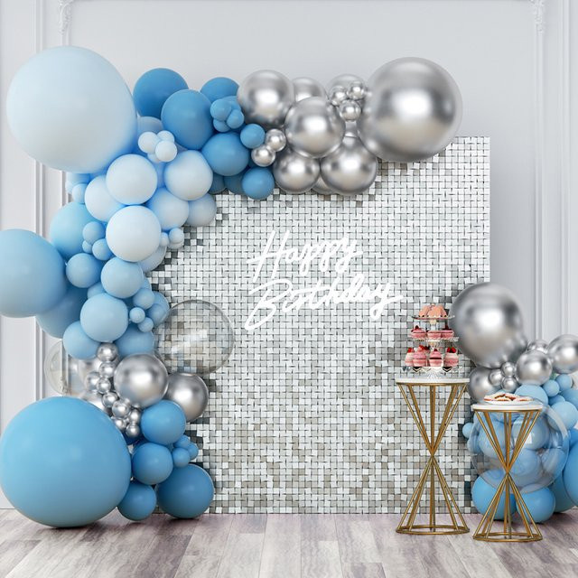 Runtowo 24 Stück glitzernde Pailletten Wand-Hintergrundplatten in Gold und Silber für Party, Hochzeit oder Geburtstag - Bild 1
