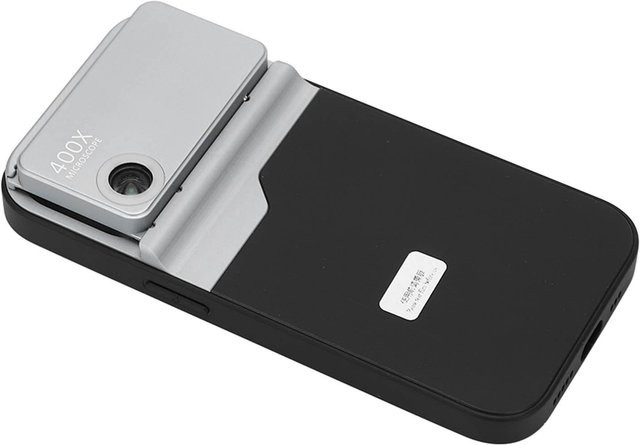 Mini High Definition Handy-Mikroskoplinse 400X mit Linsenadapter für iPhone 14 Pro in Silber - Bild 1