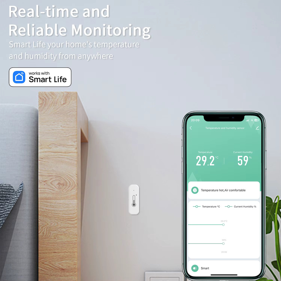 Tuya Temperatur- und Feuchtigkeitssensor mit WLAN- und Bluetooth-Konnektivität in Weiß - Bild 5