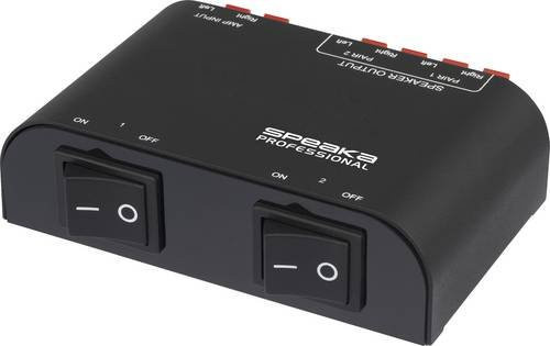 SpeaKa Professional 2 Port Lautsprecher-Umschalter mit Klemmanschluss und Metallgehäuse in Schwarz - Bild 1