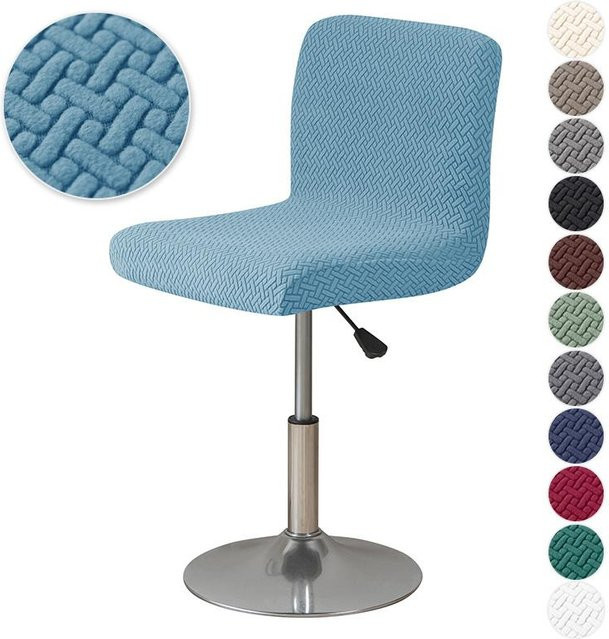 Bestbags Jacquard Barhocker Stuhlbezug aus elastischem Polyester in Blau mit kurzer Rückenlehne - Bild 1