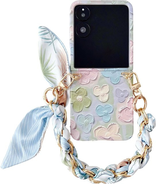 Xiaomi Mix Flip Handyhülle mit Blumenmuster und Handgelenkschlaufe in Multicolour, stoßfeste PC-Schutzhülle - Bild 1